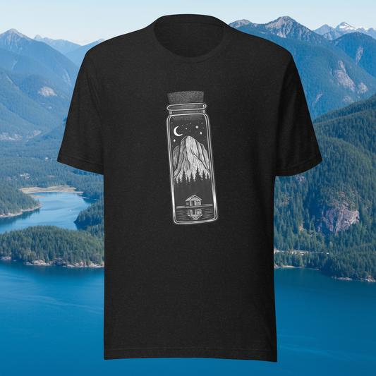 BC Cabin Bottle Chief Night Scene Tee in XS — Squamish BC apparel by Origin 99