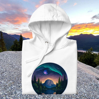 Back view of Sea to Sky Mountain Landscape Hoodie — Sea-to-Sky design from Squamish