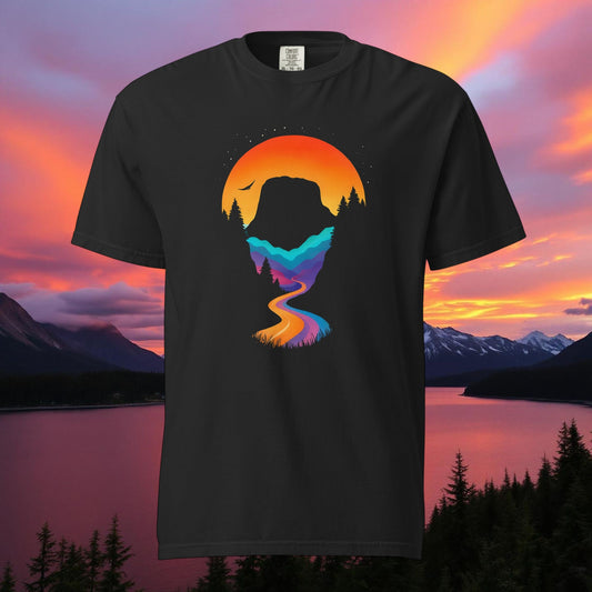 Sea to Sky Sunset Over Water Heavyweight Tee in S — Squamish BC apparel by Origin 99