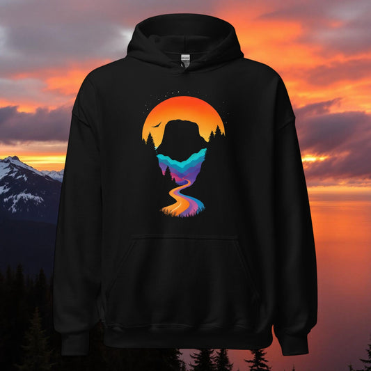 Sea to Sky Sunset Over Water Oversized Hoodie in S — Squamish BC apparel by Origin 99