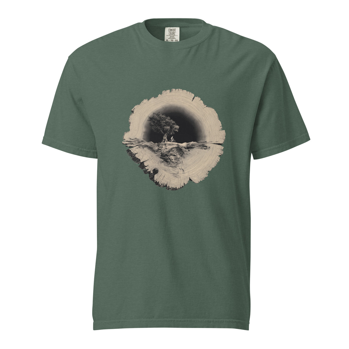 Back view of Squamish BC Mountain Forest Heavyweight Tee in S — Sea-to-Sky design from Squamish